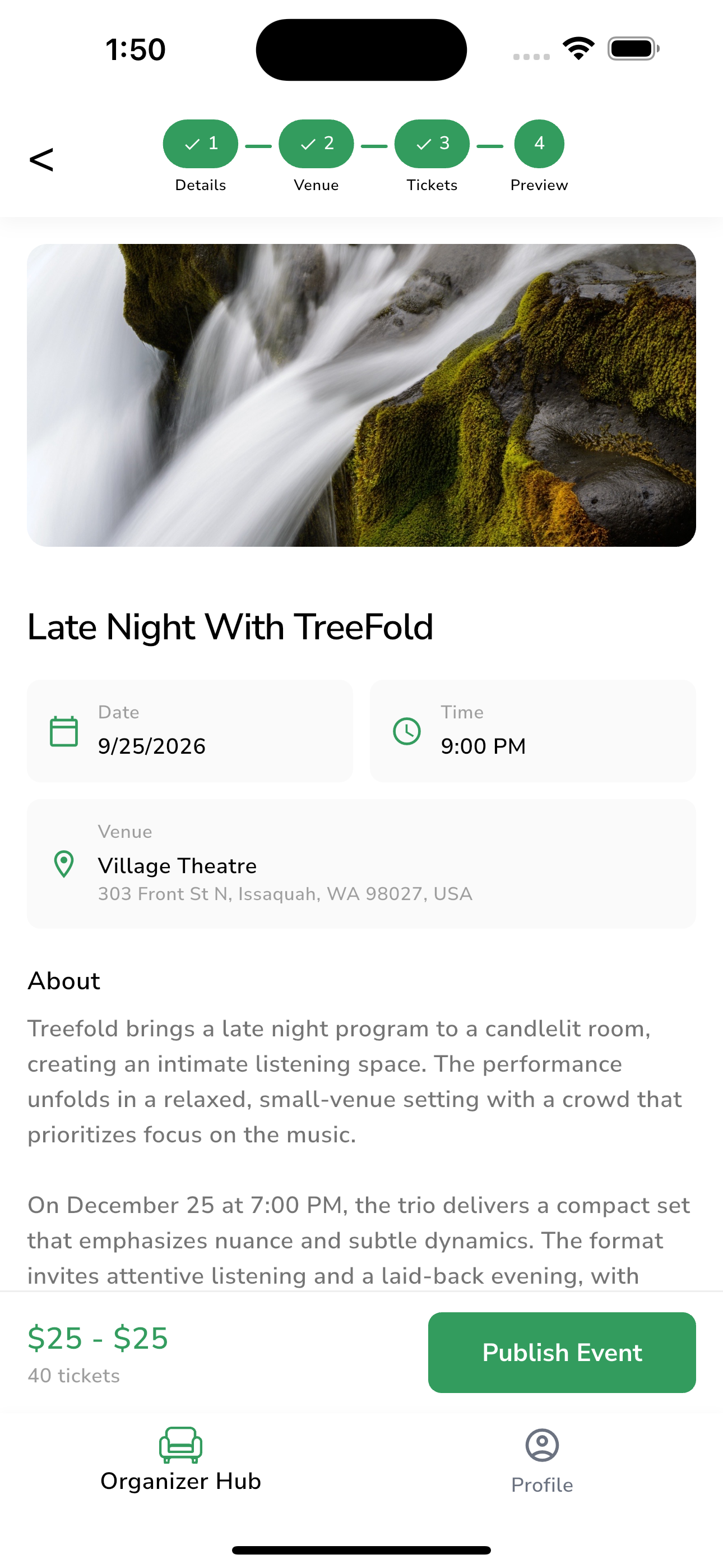 Fast event setup with description helper